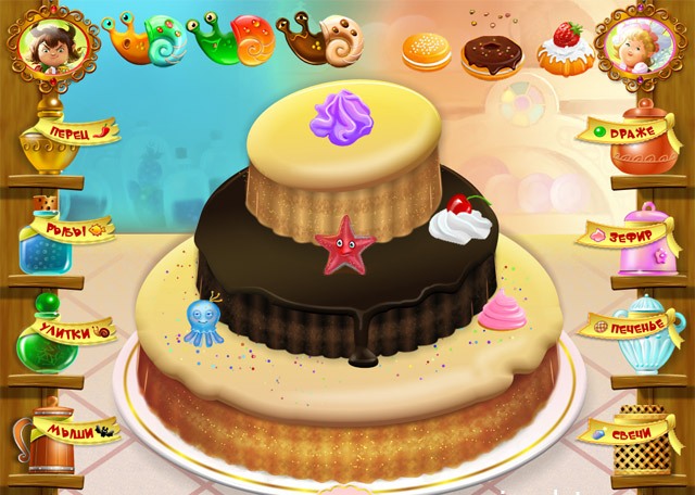 Эльфишки и Огромный торт - игра Украшаем торт на iPad