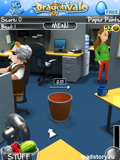 Paper Toss 2.0 - скриншот из игры для iPad