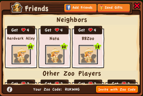 Dream Zoo на iPad - добавление и поиск друзей, соседей