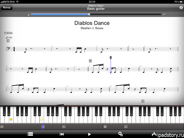 Guitar Pro, скриншот из программы для iPad