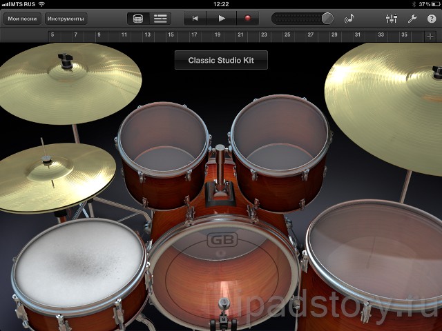 GarageBand - барабаны - Drums на iPad