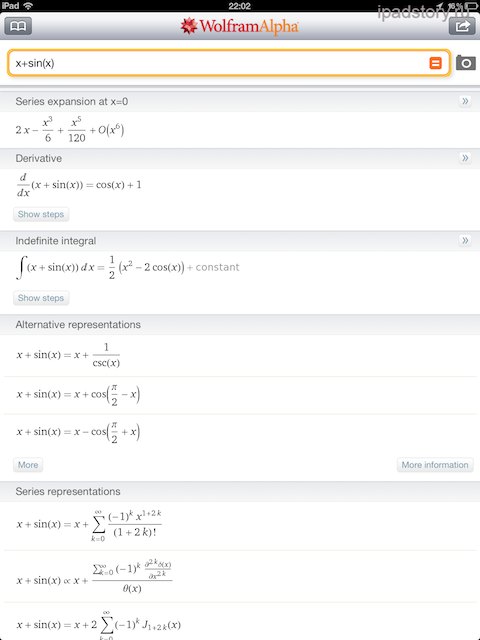 Wolfram Alpha на iPad